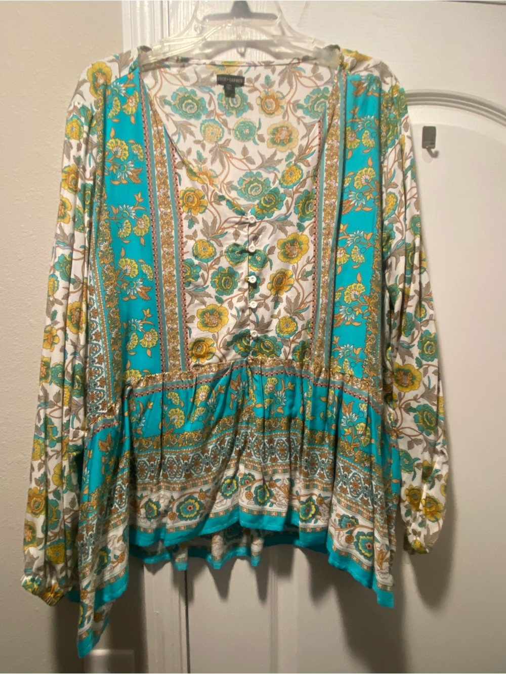 Coco + Carmen Turquoise Floral Peasant Tunic